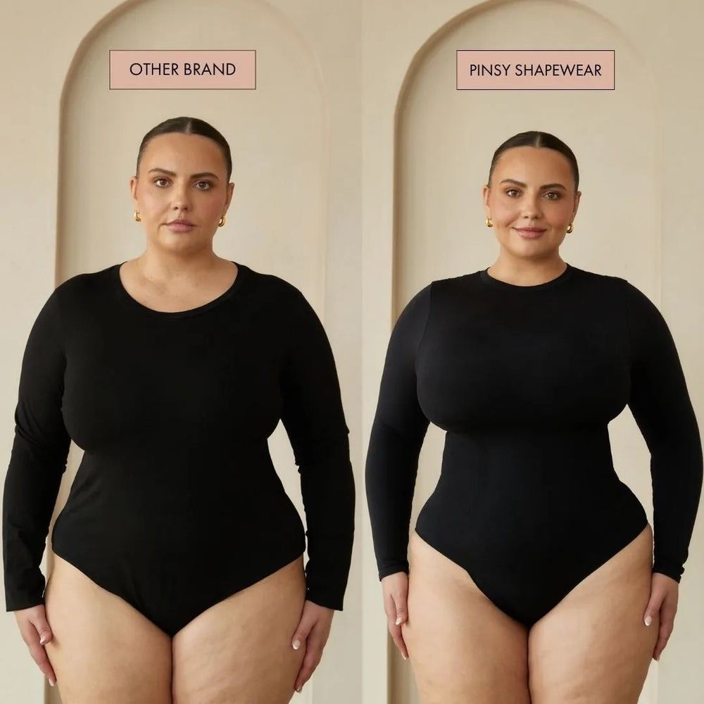 New Pinsy Long Sleeve Butter Sculpt™ Seamless Shapewear Bodysuit Grey - Picture 5 of 10